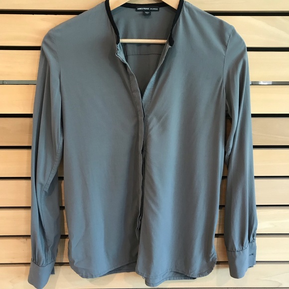 James Perse women’s Button Down Shirt with Black Trim size small - Picture 1 of 7